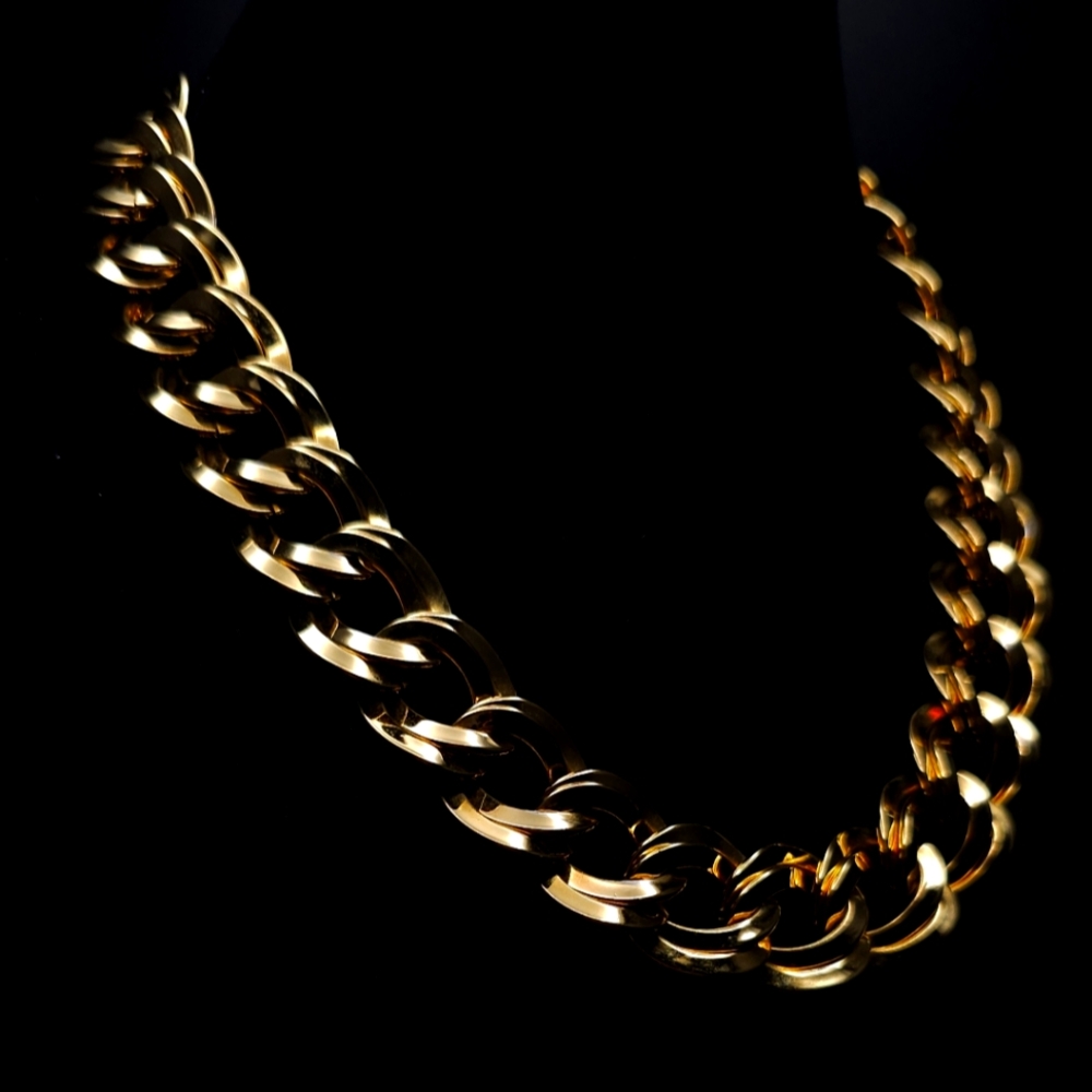 Vintage Monet gold double curb link chain necklace.